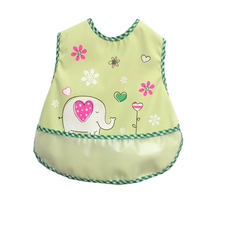 Green baby bib with elephant.