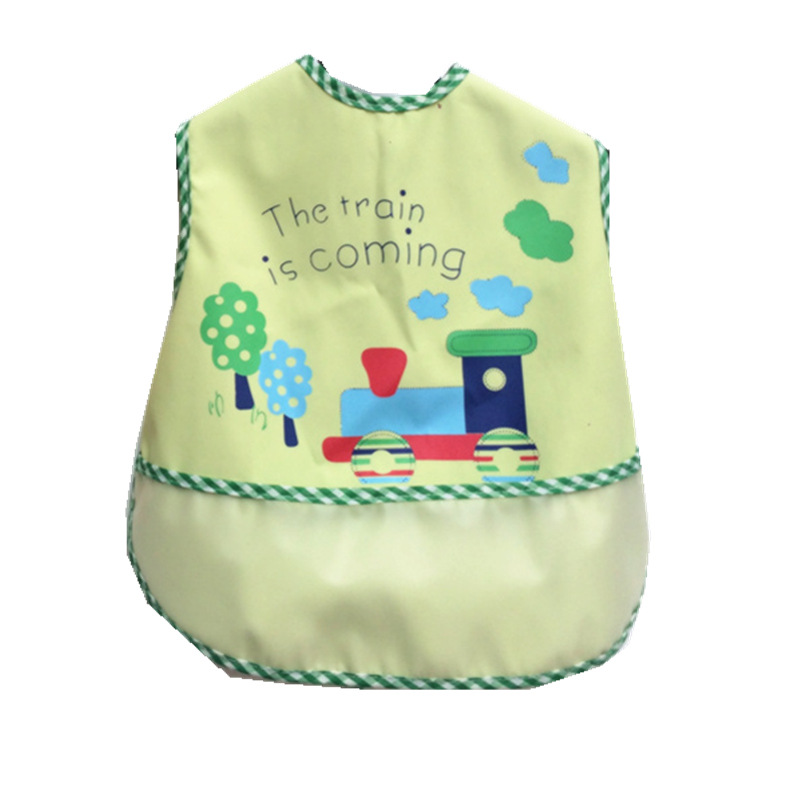 Children's bib with train design