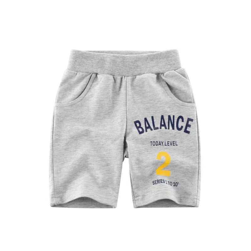 Baby boy casual pants featuring a colorful alphabet pattern, perfect for summer wear.