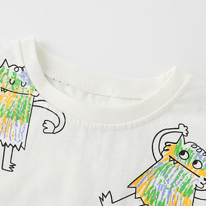 Colorful monster print T-shirt.