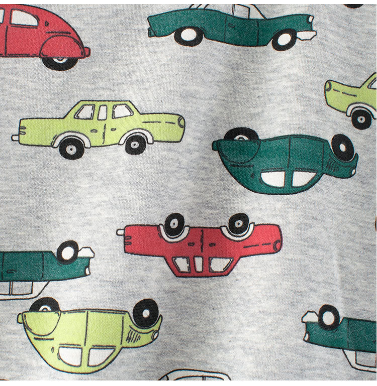 Grey pullover for baby boys featuring cartoon cars design, perfect for spring and autumn wear.