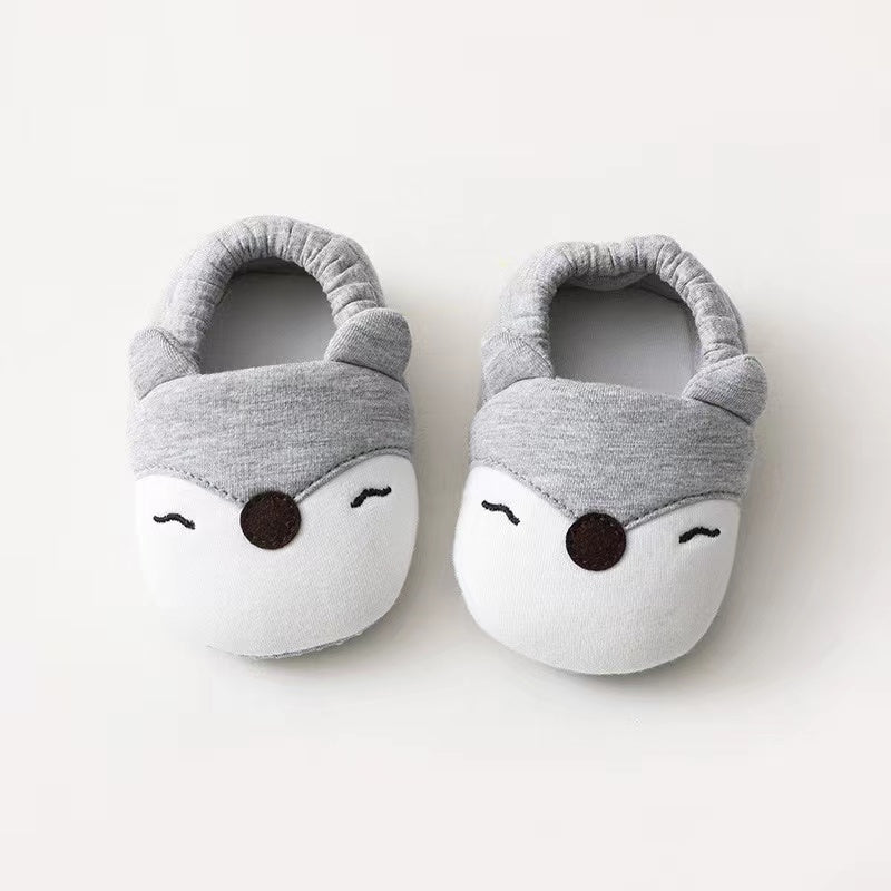 Baby Cartoon Animal Embroidered Toddle Shoes in various colors with soft cotton filling, featuring playful animal graphics.