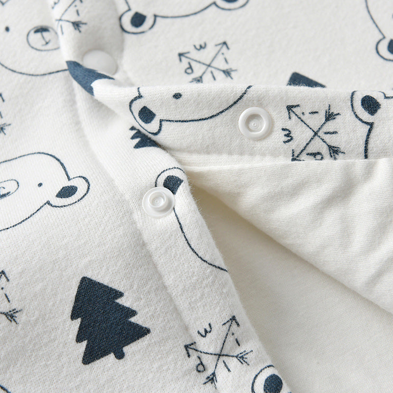 A cozy Baby Cartoon Bear Print Pattern Thickened Cape Cute Shawl in white, featuring a playful cartoon bear design, perfect for babies.