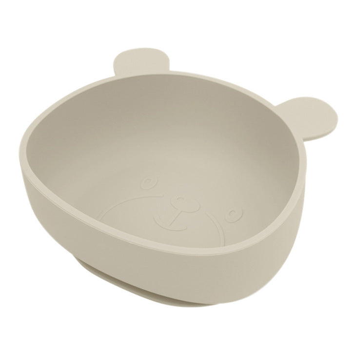 A colorful silicone bowl shaped like a panda, designed for babies, featuring a whimsical design perfect for mealtime training.