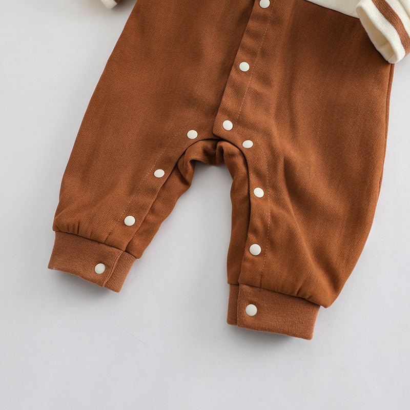 Baby Girl Cartoon Bear Embroidered Pattern College Style Kids outfit in apricot color, featuring a cute bear design and made from soft cotton.