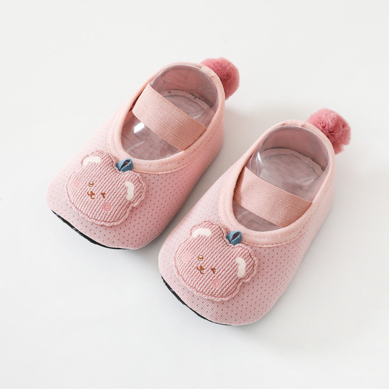 Adorable baby girl cartoon pattern non-slip toddler shoes featuring a fun tail design in various colors.