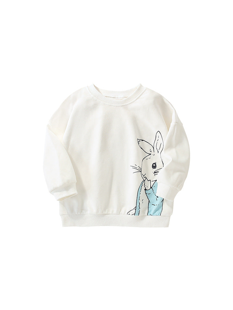 Baby girl outfit featuring cartoon print in soft cotton, available in various colors for autumn and winter.