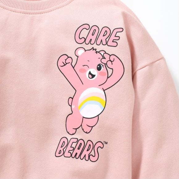 Baby girl pink cotton hoodie featuring a cartoon bear pattern, perfect for spring and autumn wear.