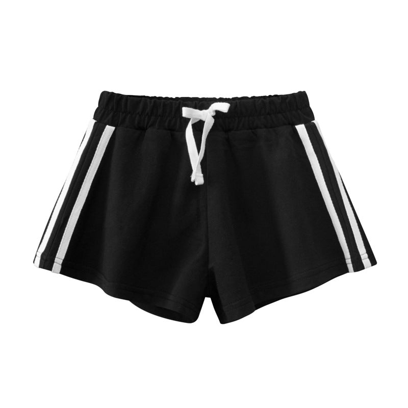 Baby girl solid color casual shorts with drawstring design in various colors, perfect for summer wear.