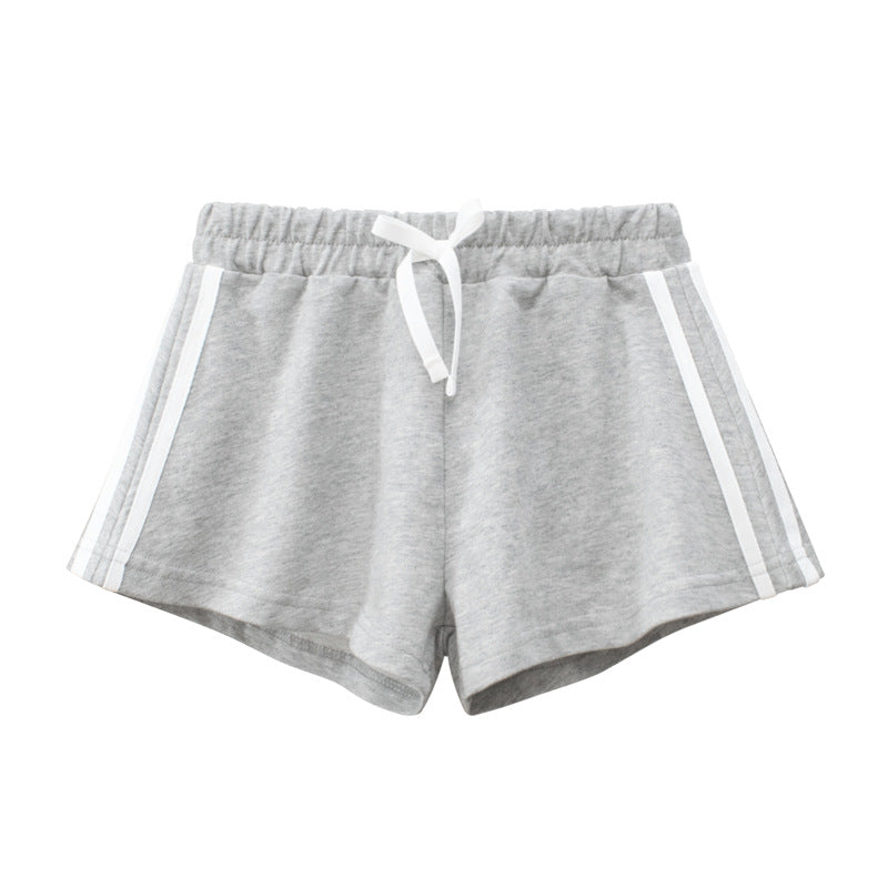 Baby girl solid color casual shorts with drawstring design in various colors, perfect for summer wear.