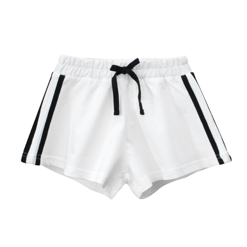 Baby girl solid color casual shorts with drawstring design in various colors, perfect for summer wear.