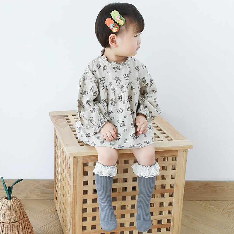 Baby Girl Solid Color Mesh Patched Design Princess Socks in various colors with breathable mesh and playful patches.