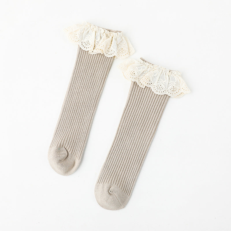 Baby Girl Solid Color Mesh Patched Design Princess Socks in various colors with breathable mesh and playful patches.