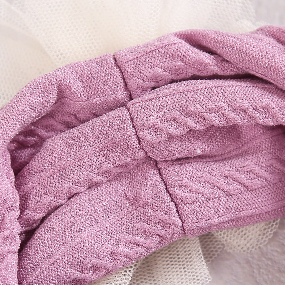 Baby Lace Floral Elastic Cotton Headband in various colors with floral lace design, perfect for baby girls.