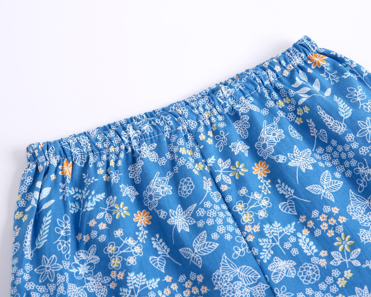 Baby Printed Pattern Belt Design T-Shirt Combo Shorts in blue with floral design, perfect for summer nightwear.