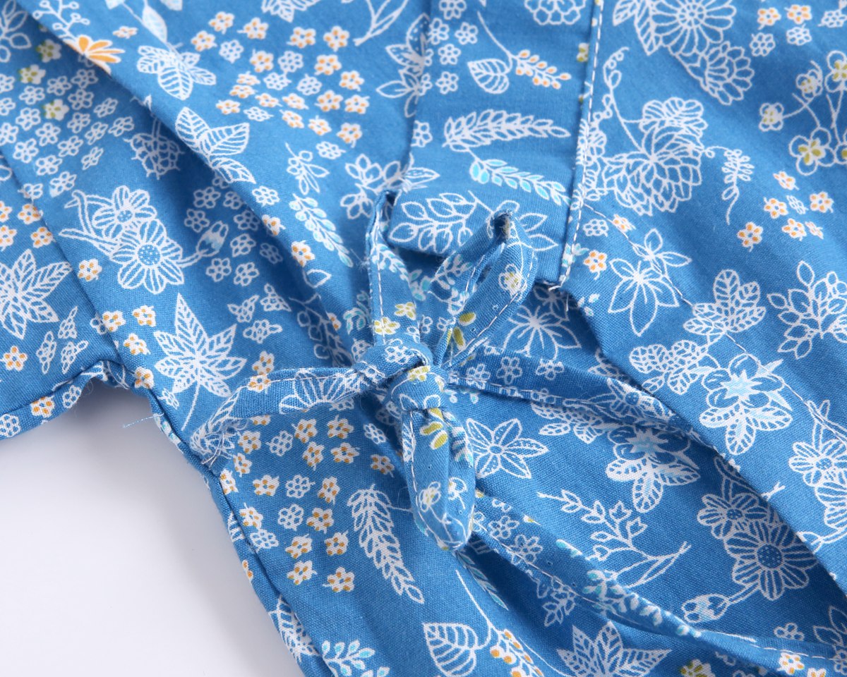 Baby Printed Pattern Belt Design T-Shirt Combo Shorts in blue with floral design, perfect for summer nightwear.