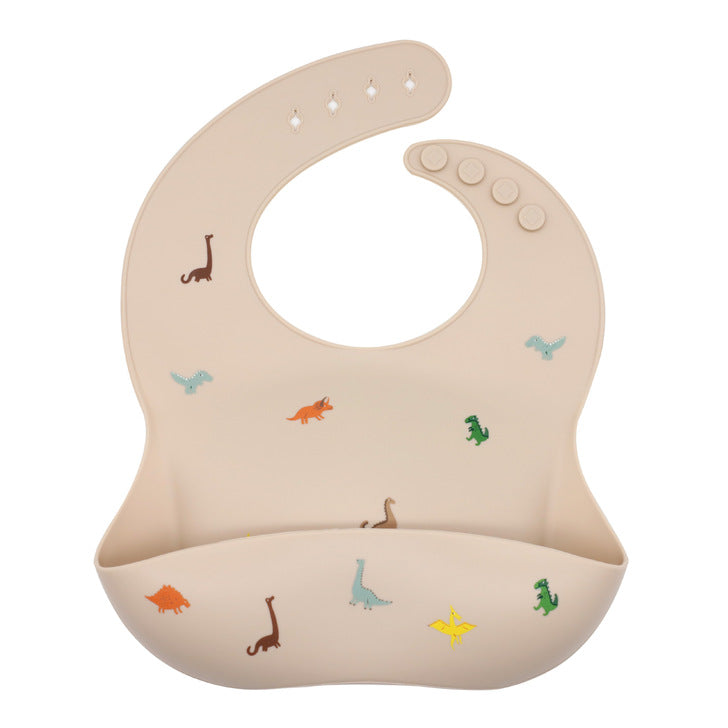 Colorful Baby Printed Pattern Food Grade Silicone Bibs displayed in various colors, showcasing their waterproof and lightweight design.