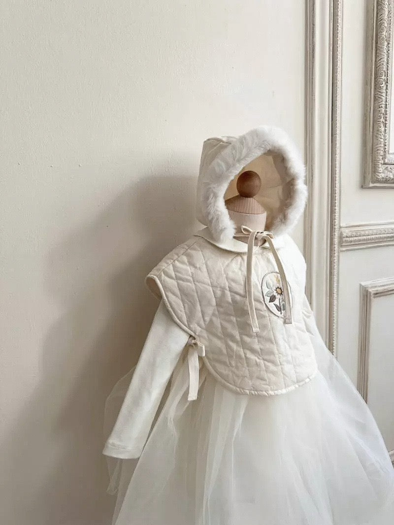 A beautiful baby solid white mesh princess formal dress, featuring soft cotton material and elegant design, perfect for baby girls.