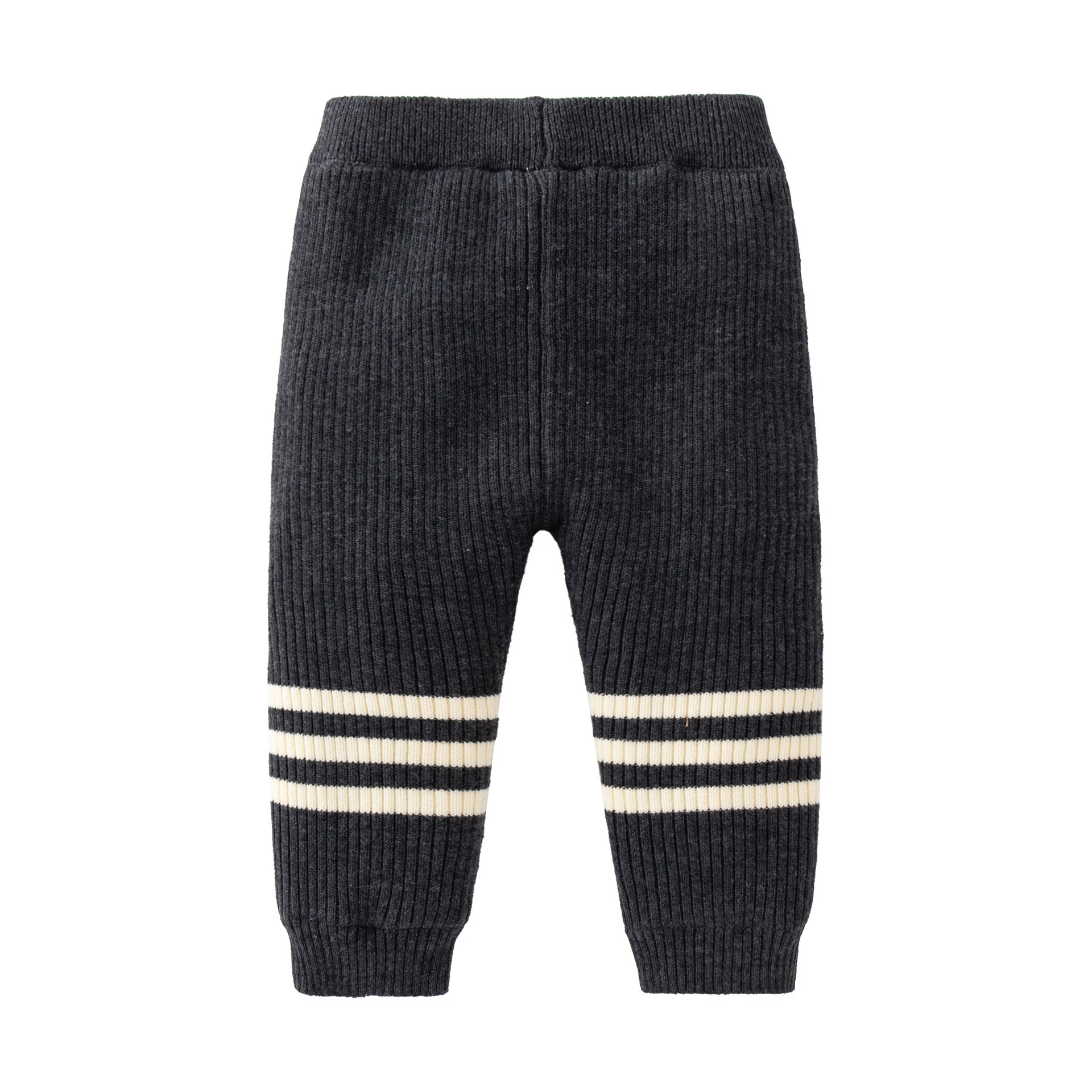 Baby striped pattern casual warm leggings in white and grey colors, made from soft cotton material, suitable for all seasons.