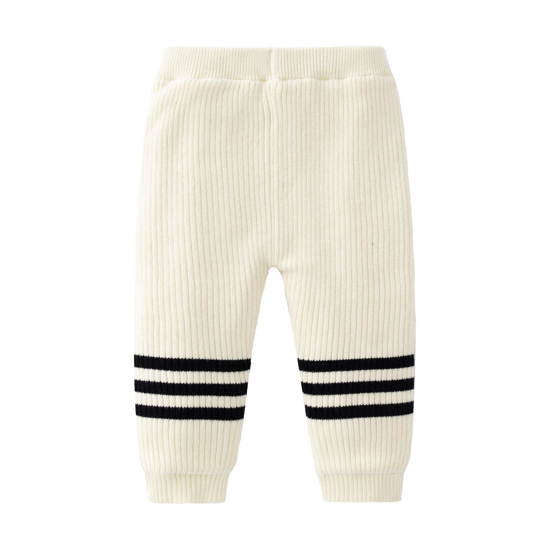 Baby striped pattern casual warm leggings in white and grey colors, made from soft cotton material, suitable for all seasons.