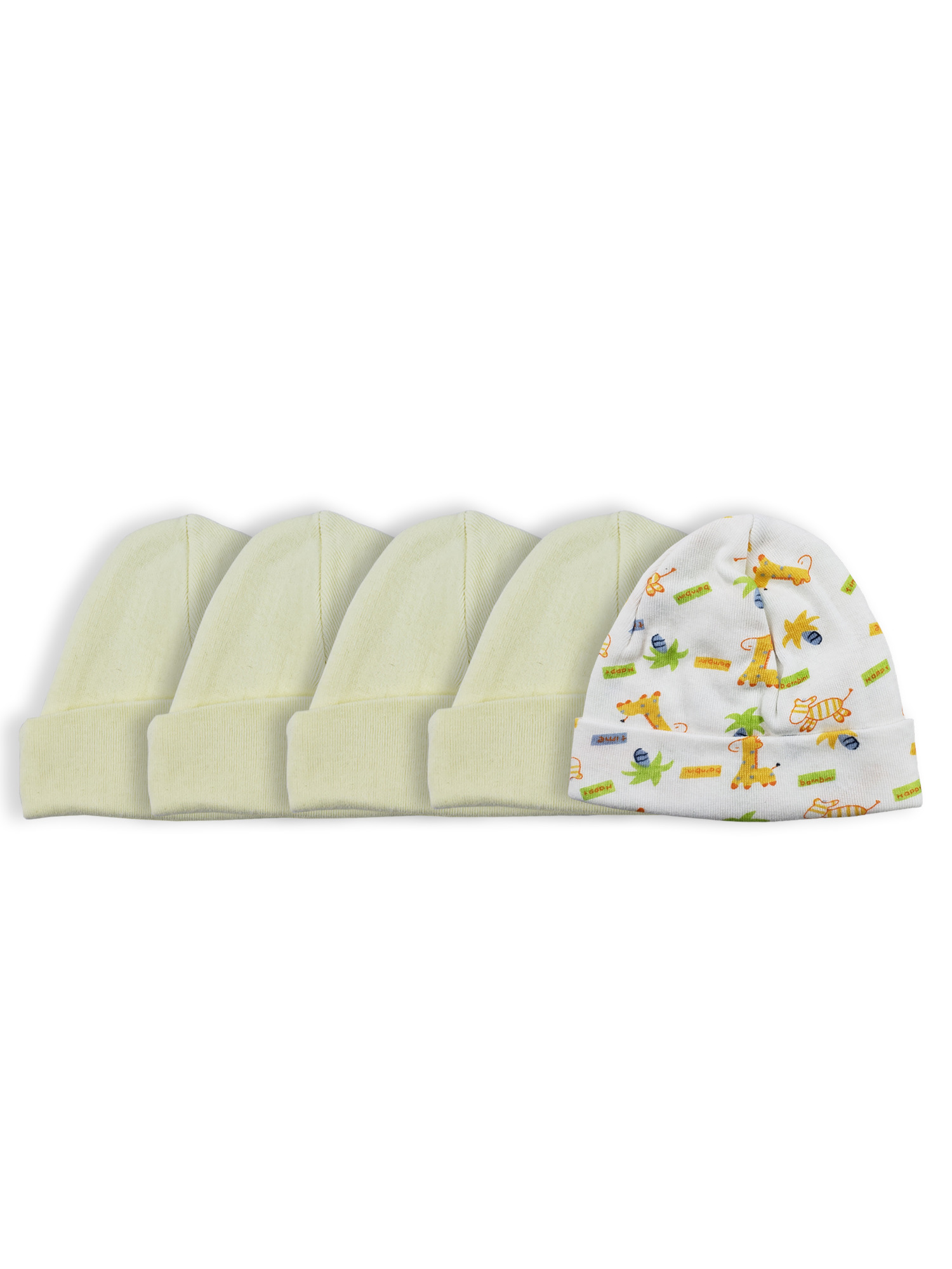 Bambini Baby Cap pack of 5, soft cotton infant beanies in various colors, perfect for newborns.