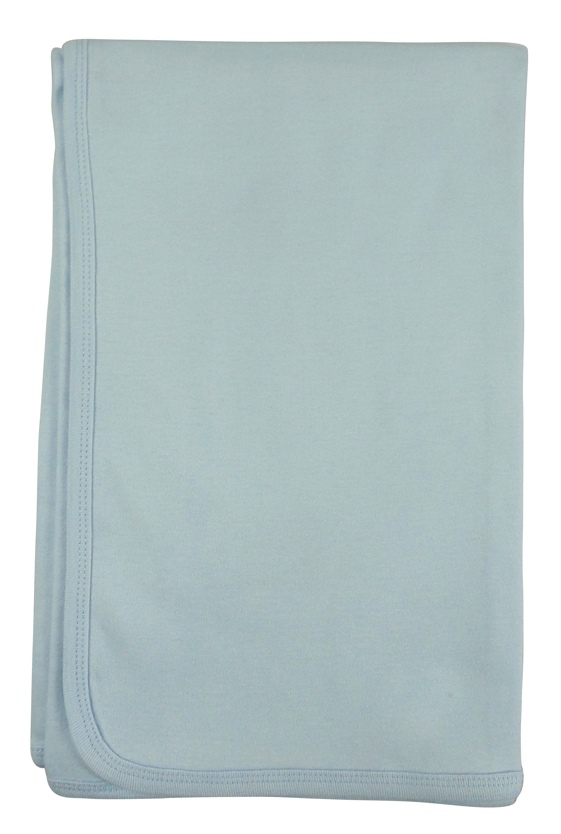 Bambini Blue Receiving Blanket made of soft cotton flannel, featuring finished edges for durability, ideal for babies.