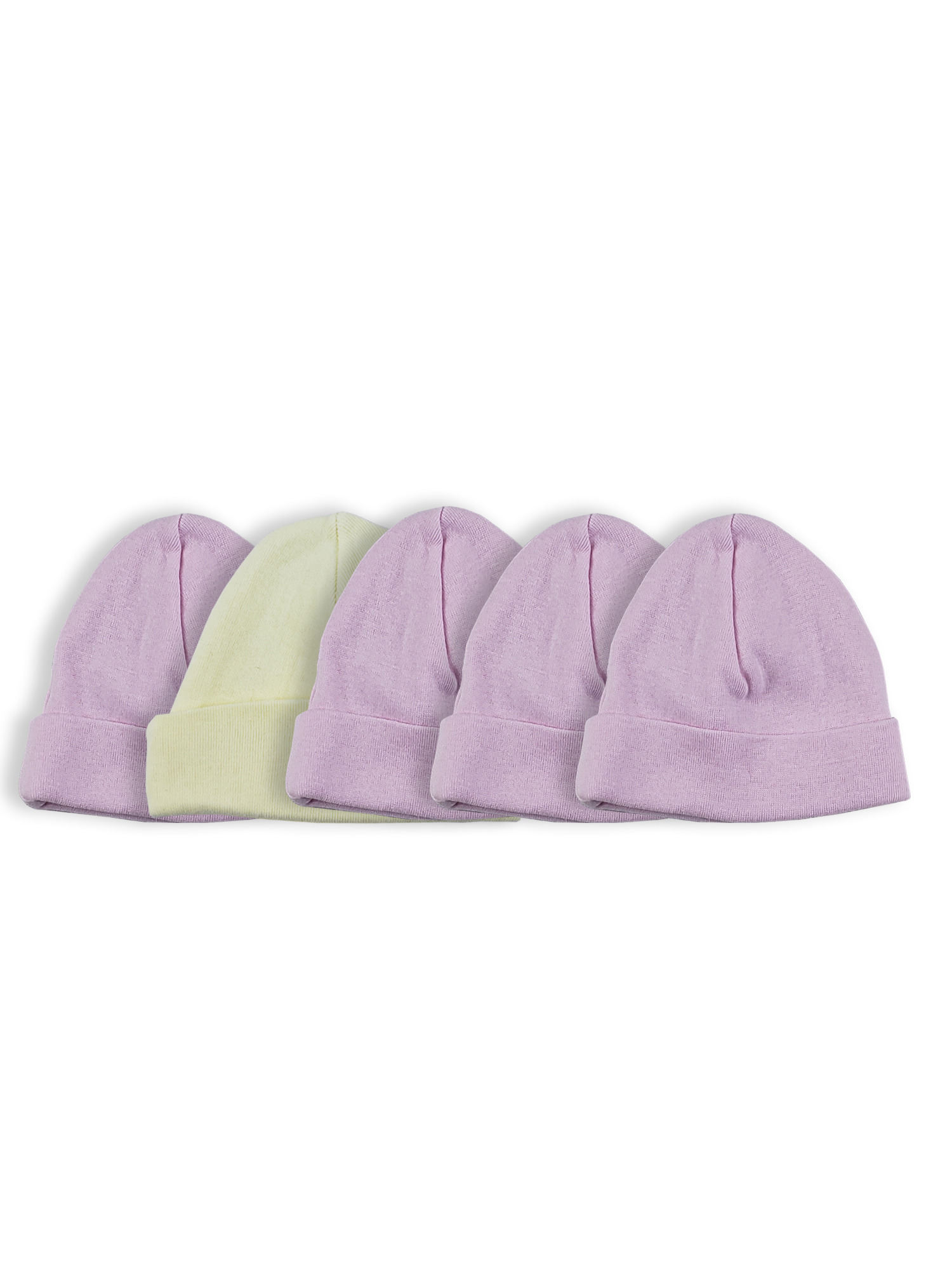 Bambini Girls Baby Cap pack of 5 in various colors, made from soft cotton, designed for infants.