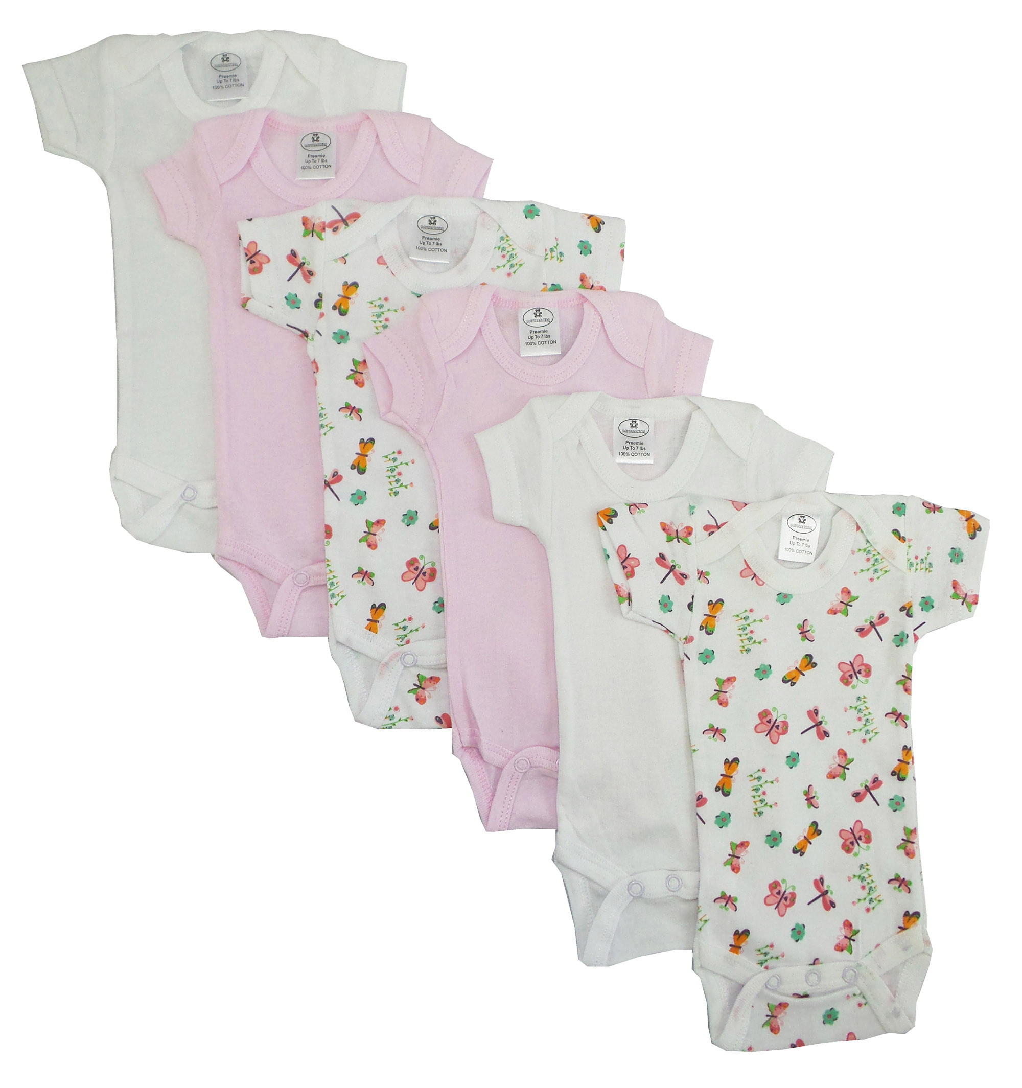 Bambini Girls' Printed Short Sleeve 6 Pack featuring colorful designs and comfortable cotton fabric, perfect for young girls.