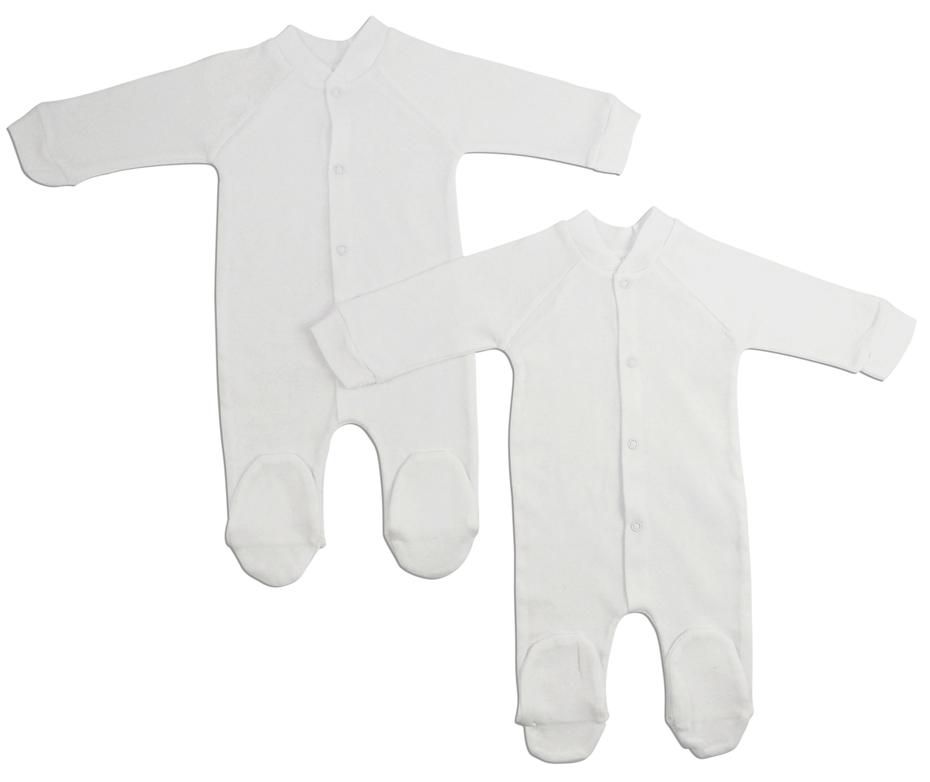 Bambini Interlock White Closed-toe Sleep & Play long johns for babies, featuring soft fabric and closed-toe design, perfect for nighttime comfort.