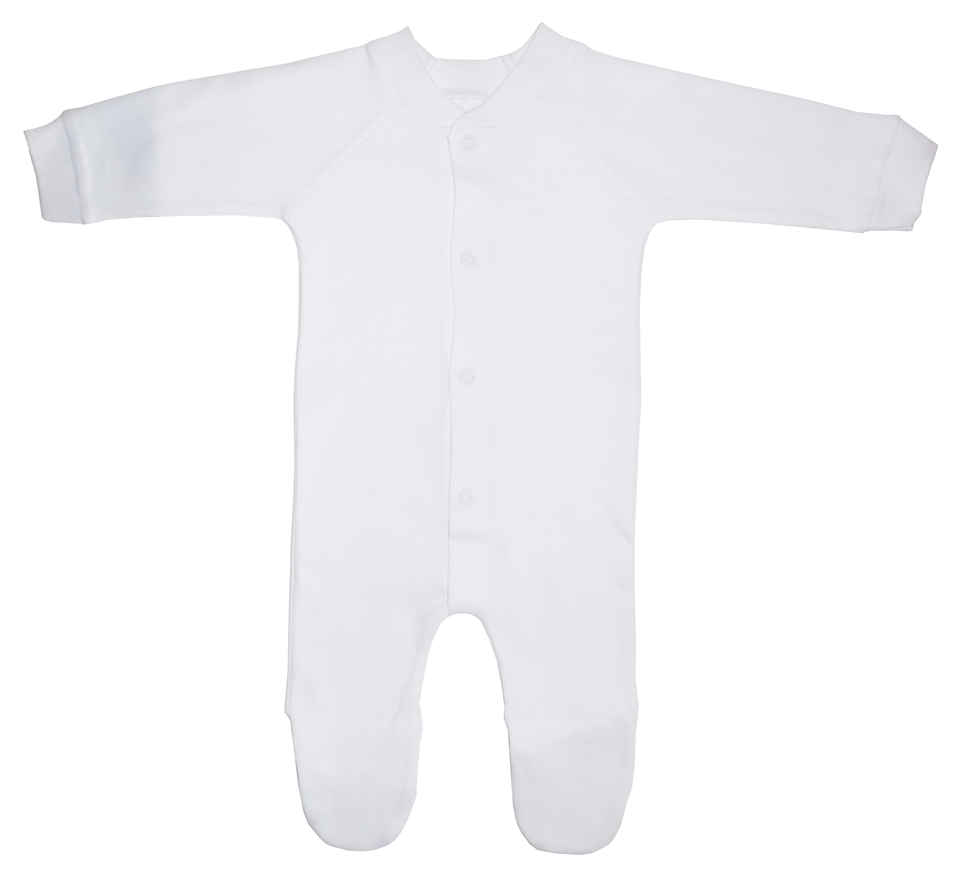 Bambini Interlock White Closed-toe Sleep & Play long johns for babies, featuring a soft cotton blend and cozy closed-toe design.