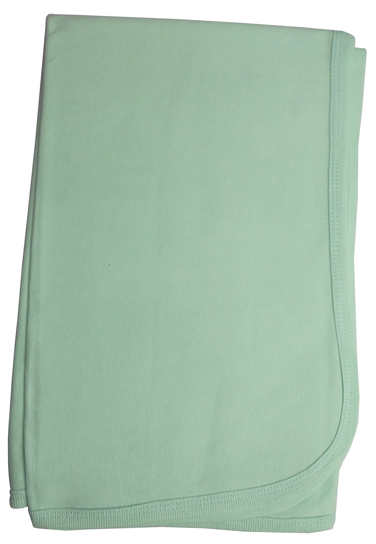 Bambini Mint Receiving Blanket made of soft 100% cotton flannel, featuring finished edges for durability, in a soothing mint color.