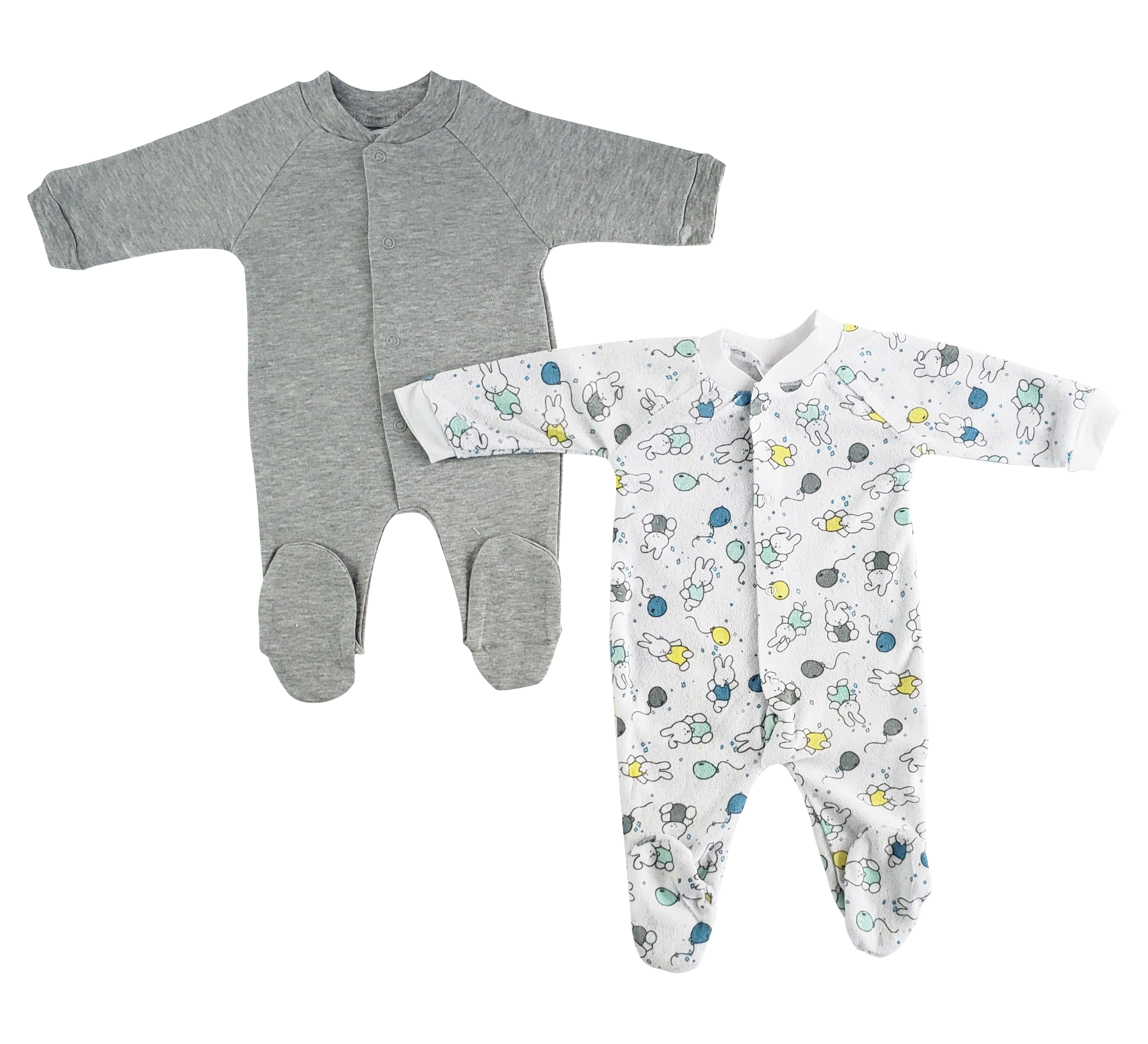 Bambini Sleep & Play long johns in assorted prints, featuring a closed-toe design for baby comfort.