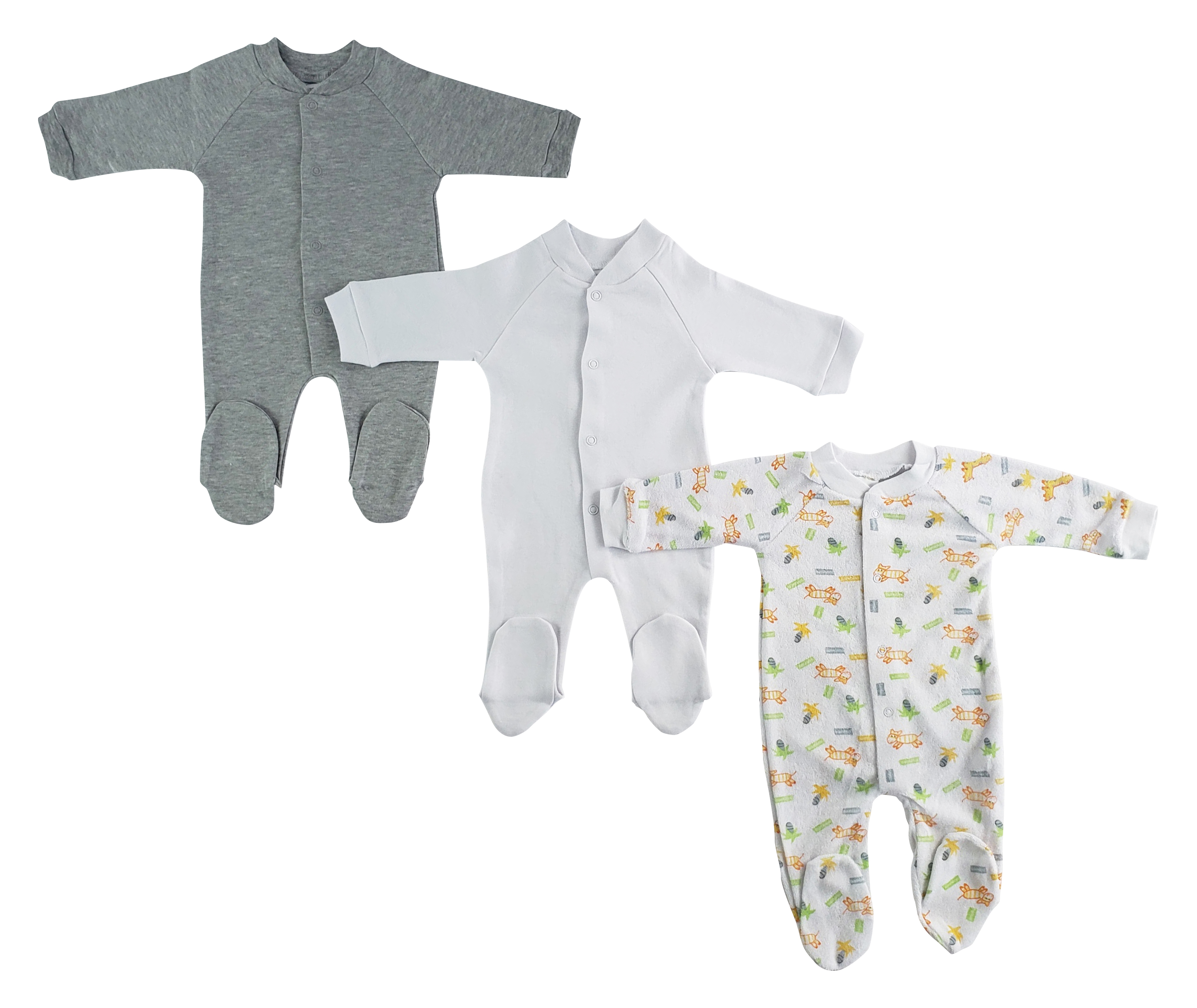 Bambini Sleep & Play long johns in assorted prints, perfect for keeping babies warm and cozy at night.