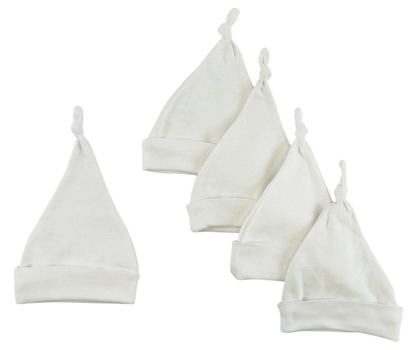 Bambini White Knotted Baby Caps in a pack of 5, made from soft cotton, perfect for keeping babies warm.