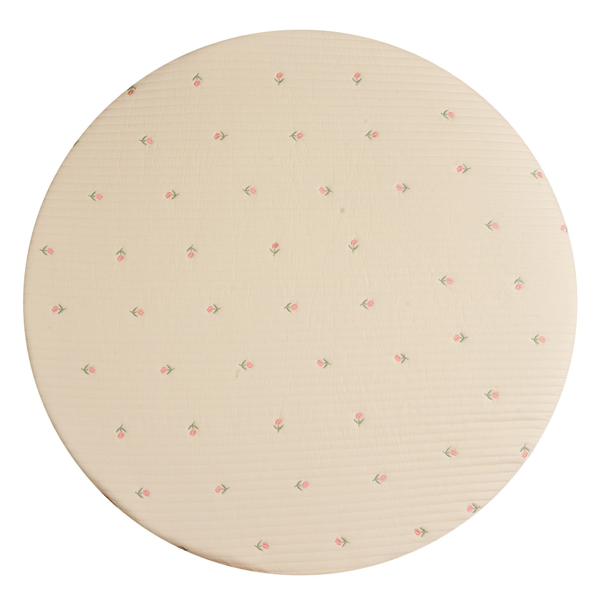 Round Bear Stitched Floor Mat in various colors with embroidered design, perfect for children's play areas.