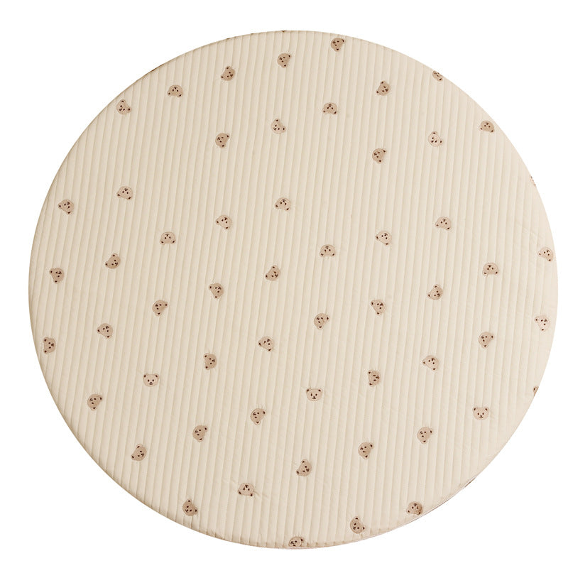 Round Bear Stitched Floor Mat in various colors with embroidered design, perfect for children's play areas.