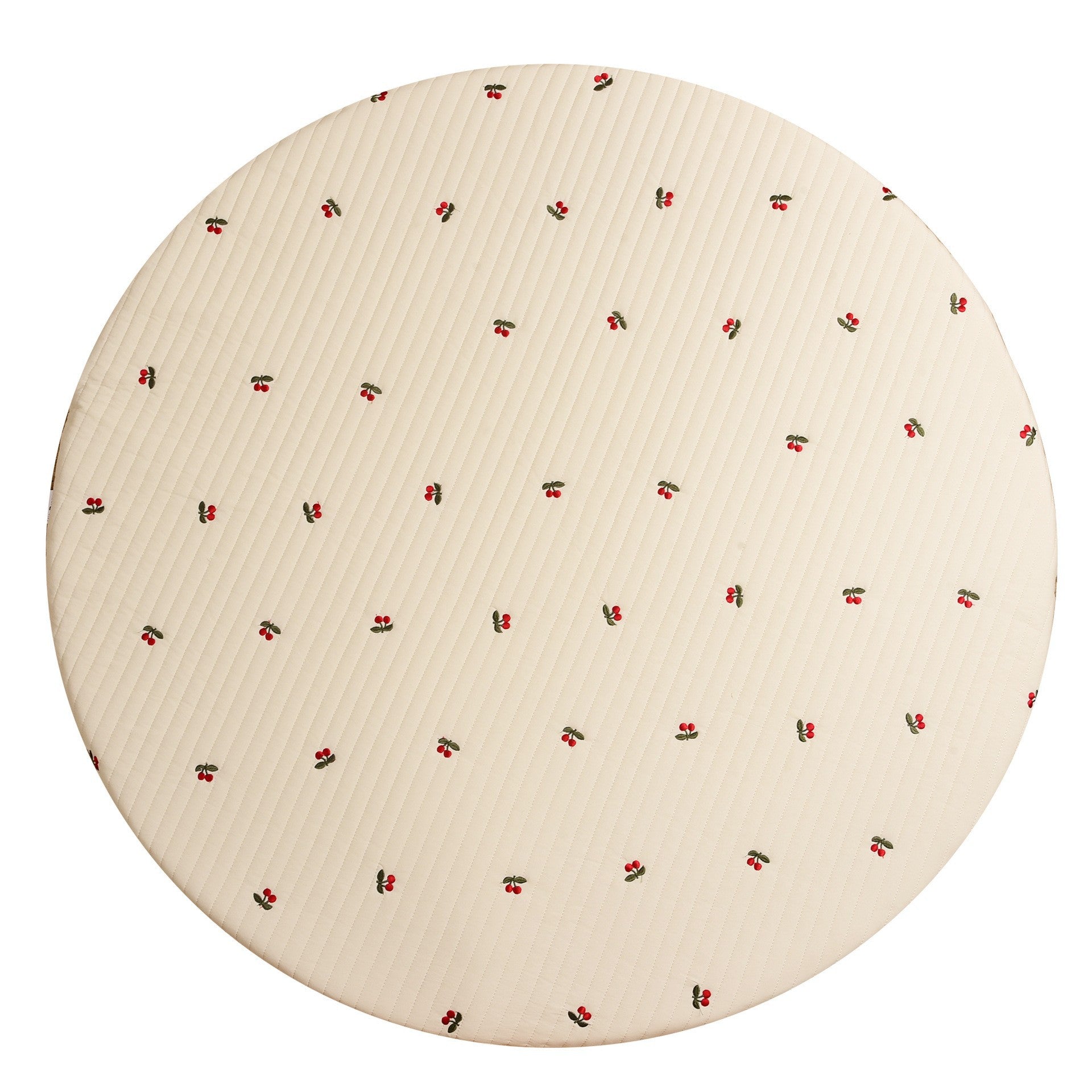 Round Bear Stitched Floor Mat in various colors with embroidered design, perfect for children's play areas.