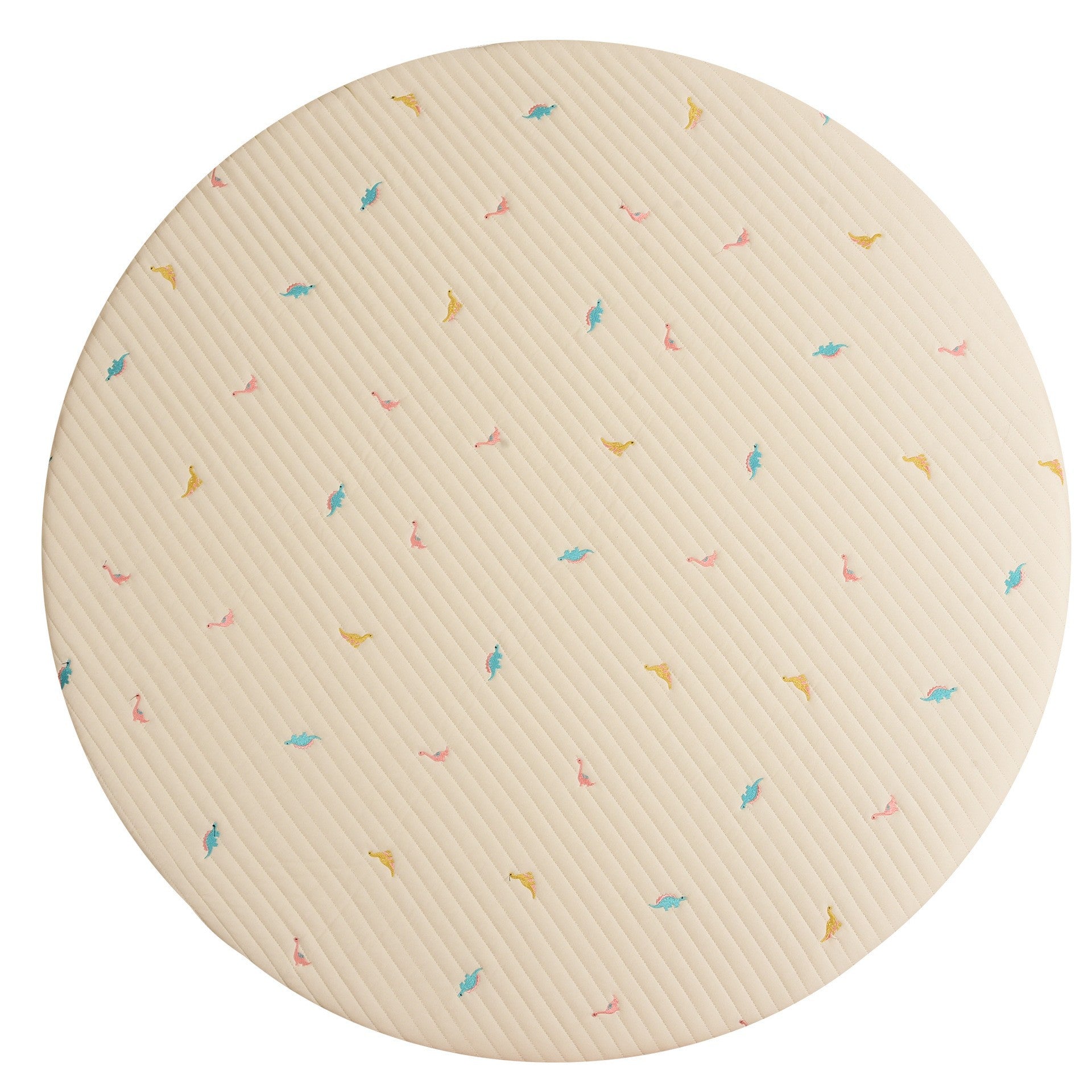 Round Bear Stitched Floor Mat in various colors with embroidered design, perfect for children's play areas.