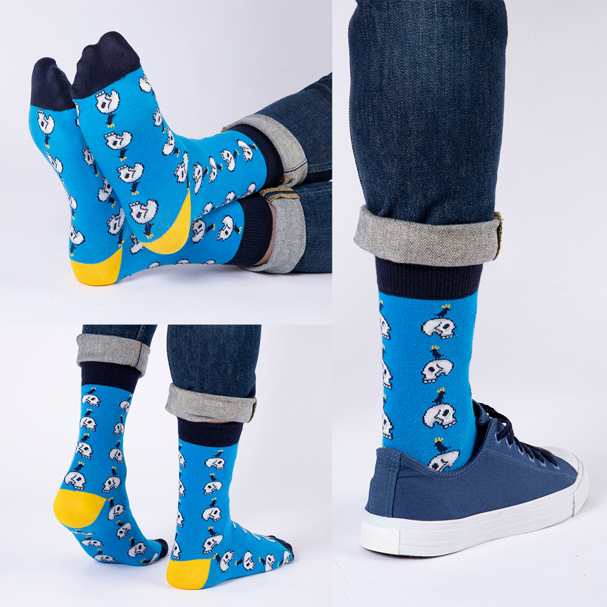 Biggdesign Mr Allright Man Herren Socken Set mit bunten Designs, bestehend aus drei Paar Socken aus natürlicher Baumwolle, ideal für jeden Anlass.