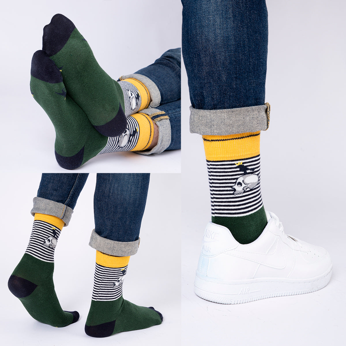 Biggdesign Mr Allright Man Herren Socken Set mit bunten Designs, bestehend aus drei Paar Socken aus natürlicher Baumwolle, ideal für jeden Anlass.