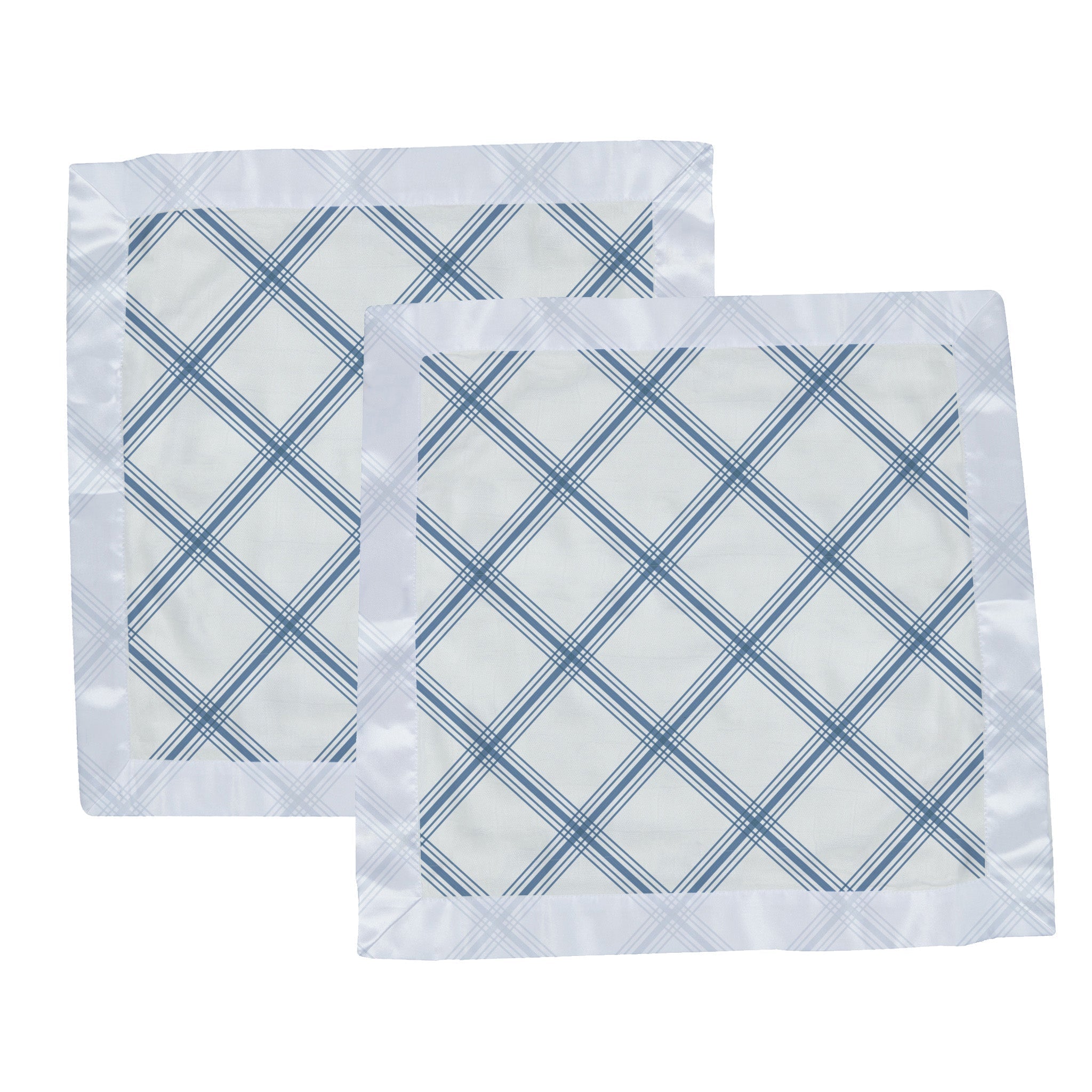 Blue Buffalo Check Plaid Newcastle Blankie made of soft natural cotton muslin, featuring a classic checkered pattern in blue.