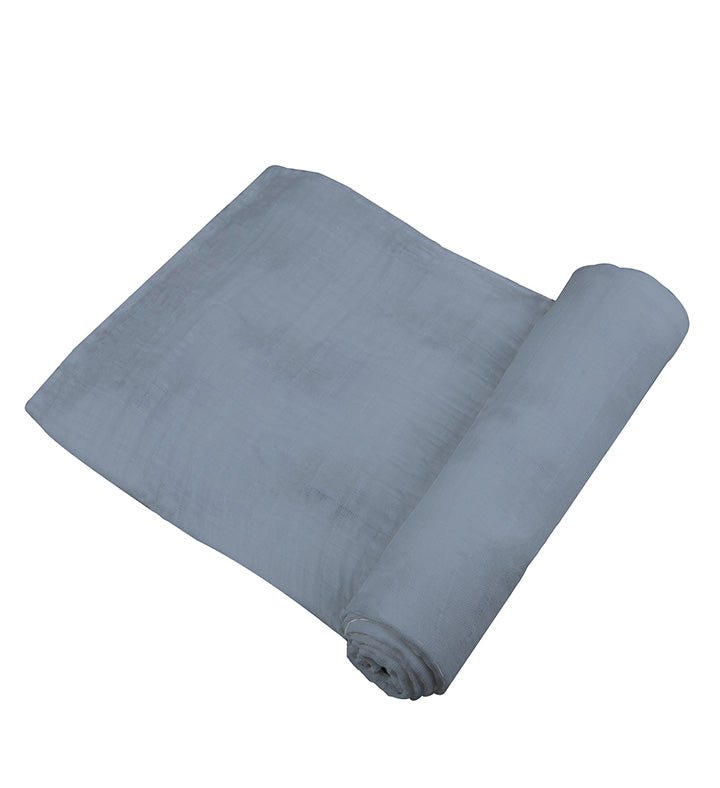 Blue Fog Cotton Swaddle made from 100% natural cotton muslin, featuring a soft and breathable design, perfect for swaddling and multi-use.