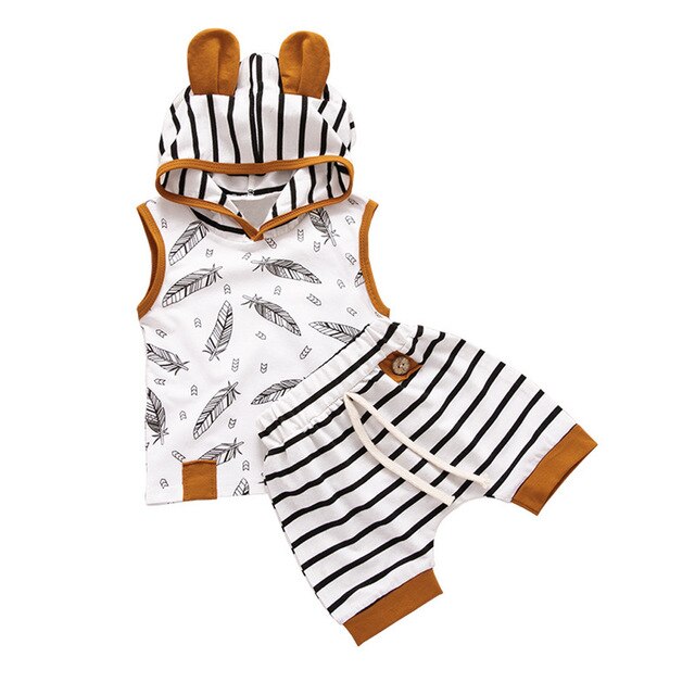 Baby outfit with hooded top.