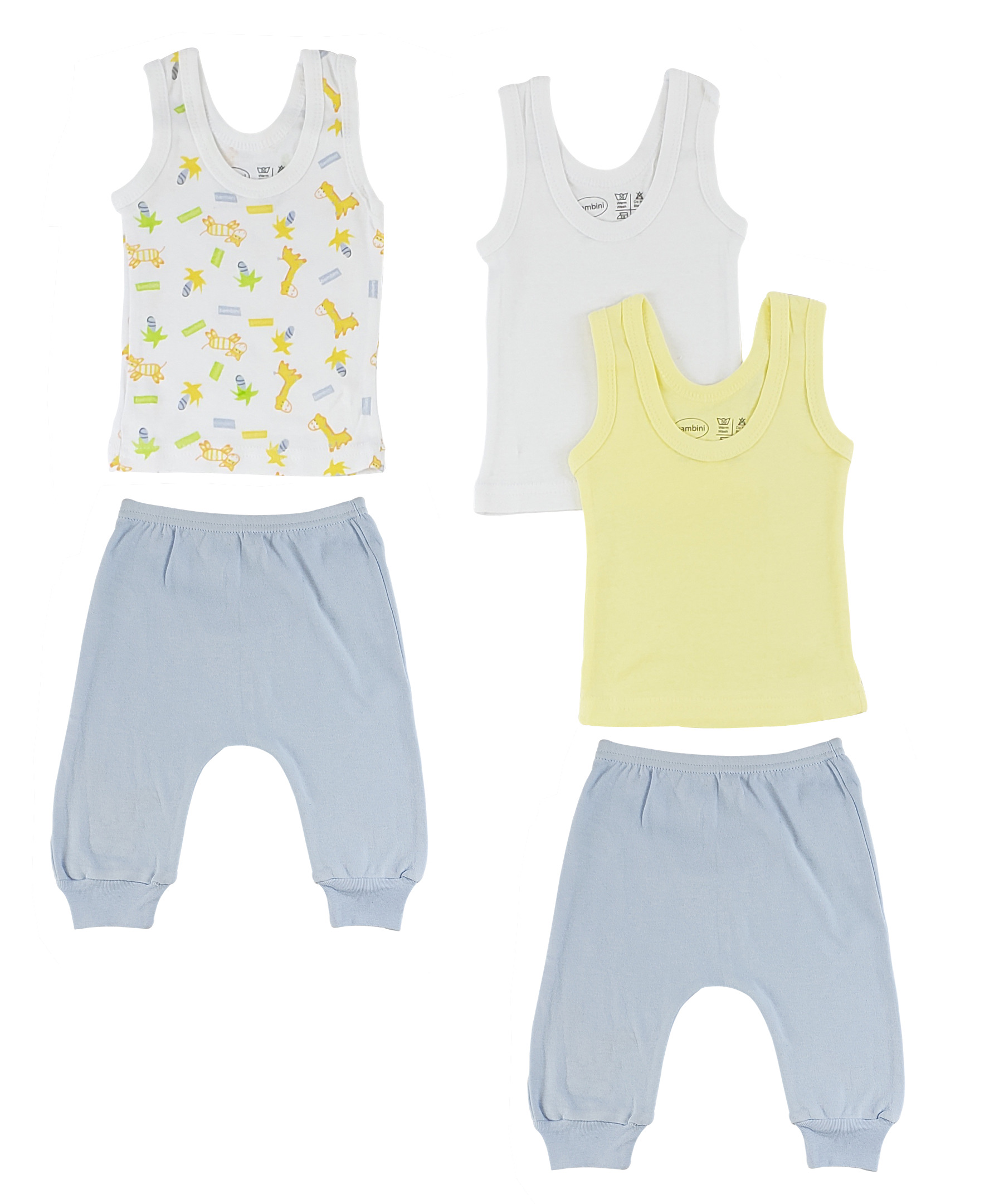 A collection of boys tank tops and joggers in various colors, showcasing their soft cotton fabric and sleeveless design, perfect for spring and summer wear.