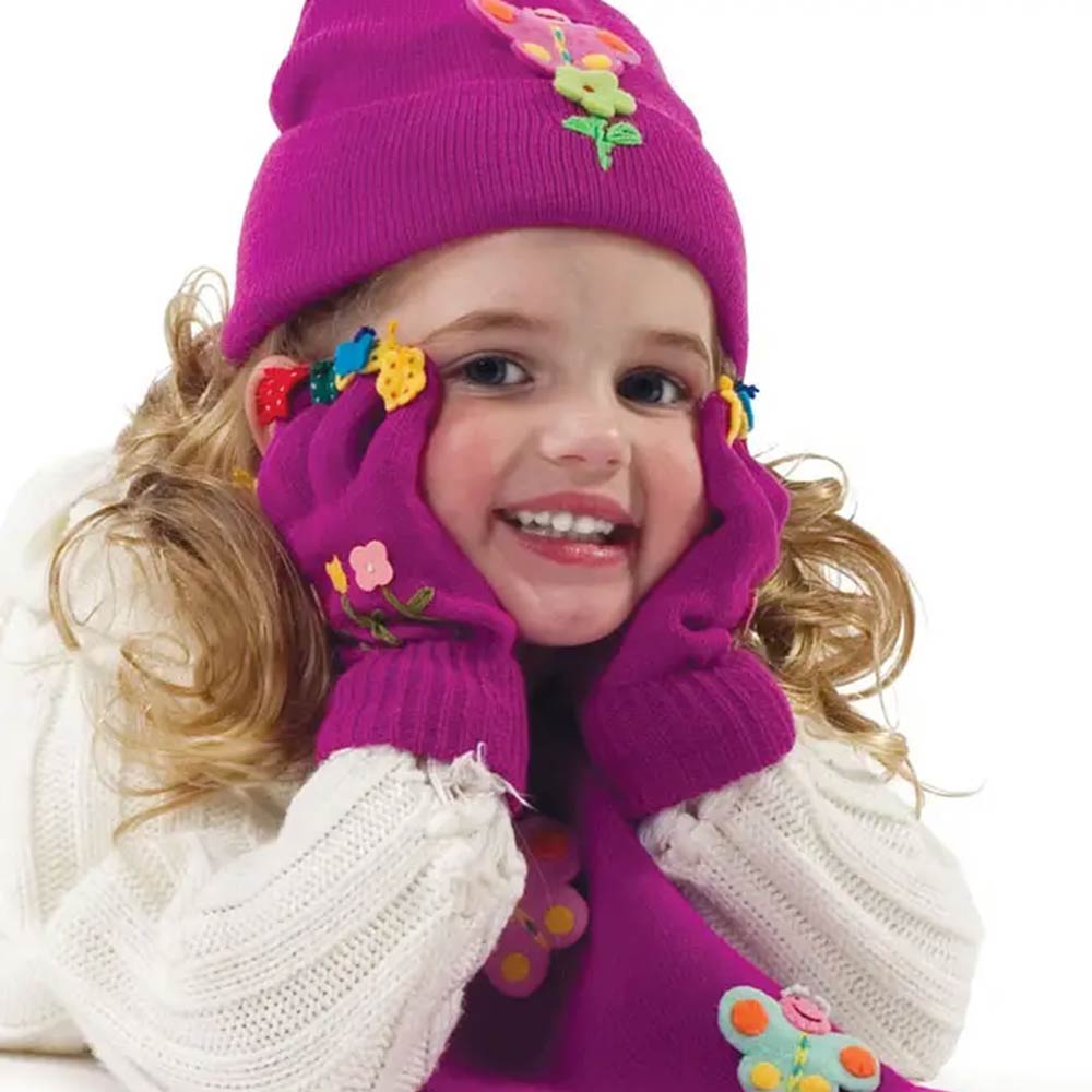 Colorful Butterfly Gloves designed for children, featuring butterfly puppet design with flowers and antennae.