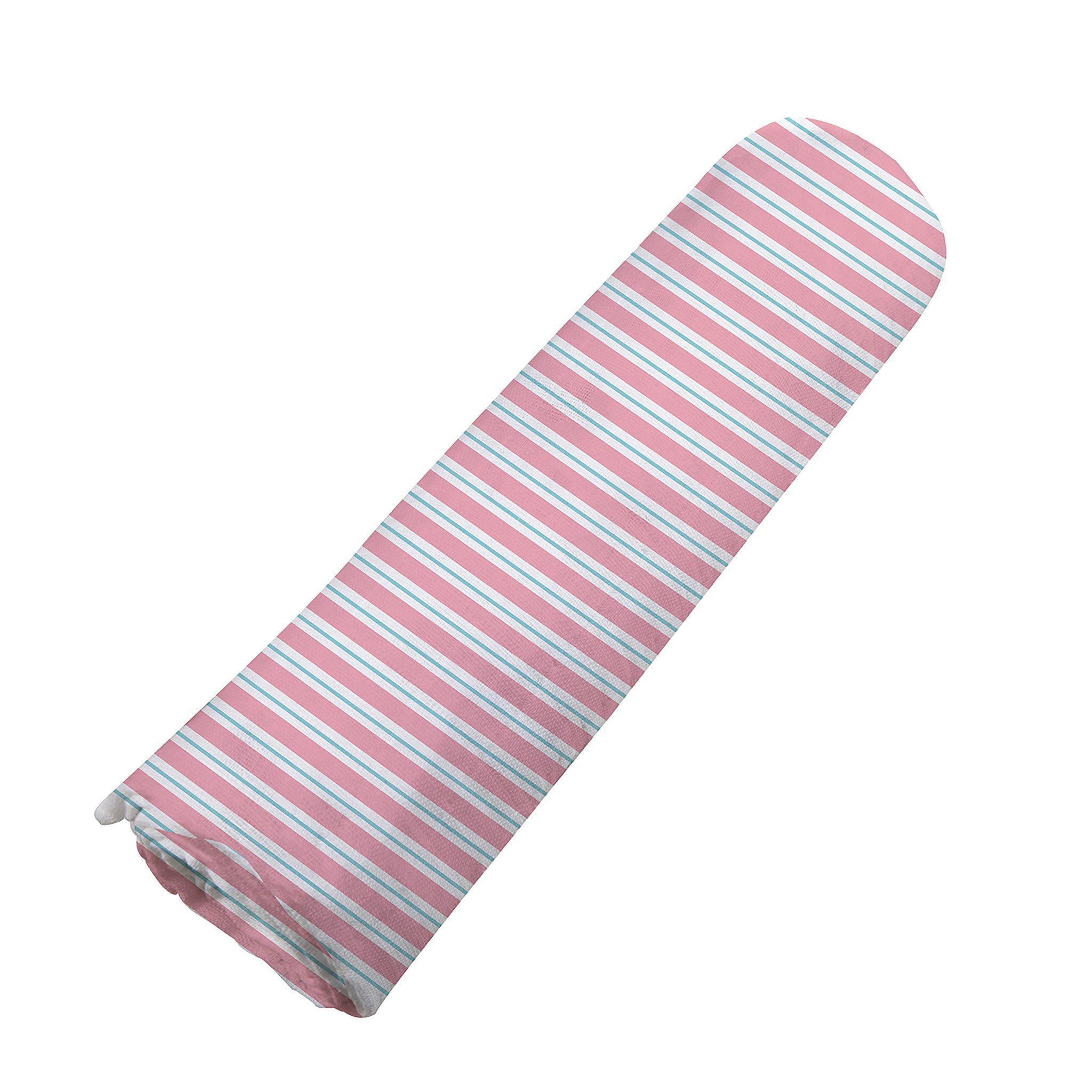 Candy Stripe Bamboo Muslin Swaddle in soft pastel colors, showcasing its breathable fabric and generous size, perfect for swaddling babies.