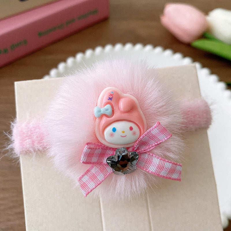 Cartoon Doll Rhinestone Bow Hairband in vibrant colors with a cute cartoon design, perfect for baby girls and girls aged 0-12 years.