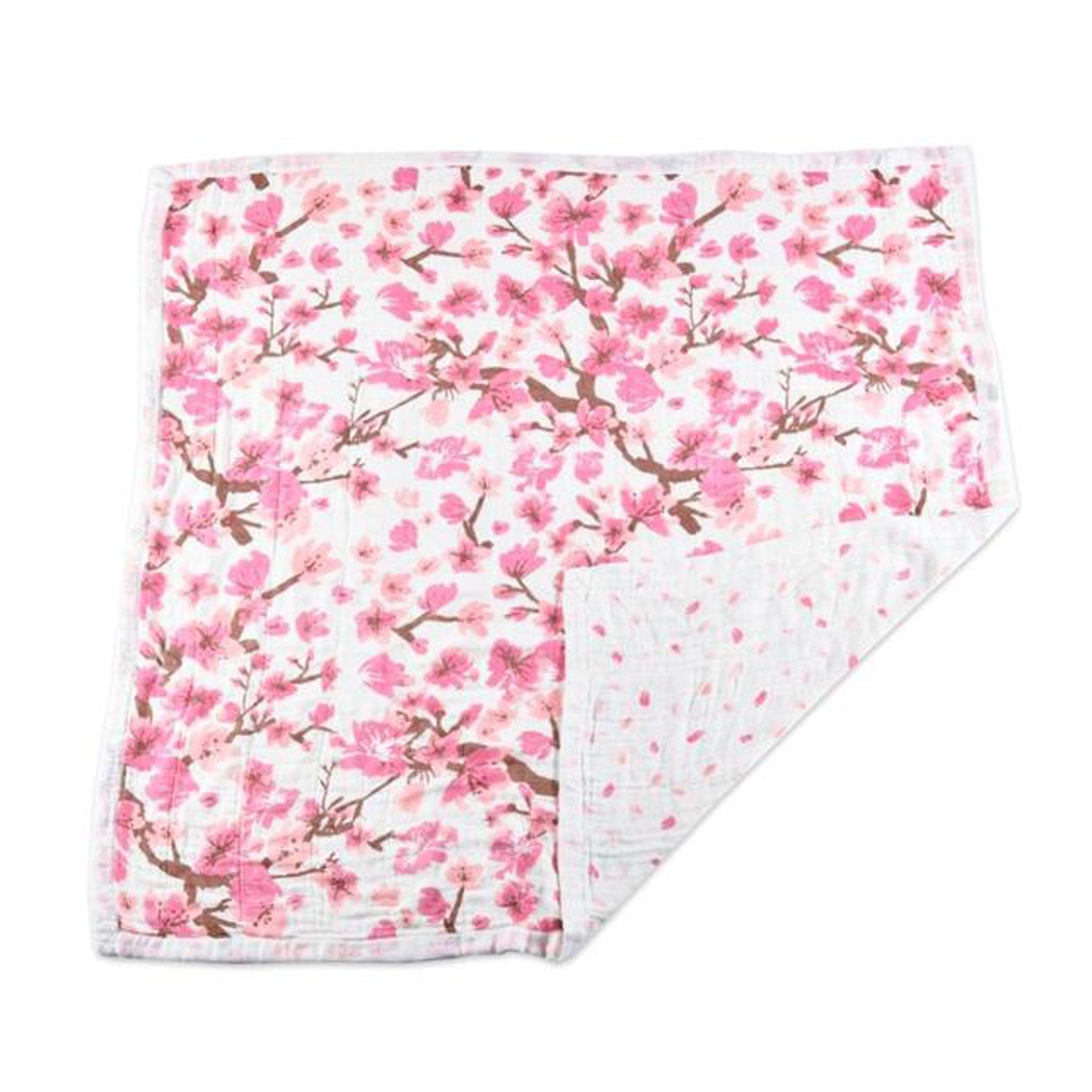 Cherry Blossom Bamboo Muslin Newcastle Blanket featuring a soft, breathable design with a beautiful cherry blossom pattern, perfect for kids.