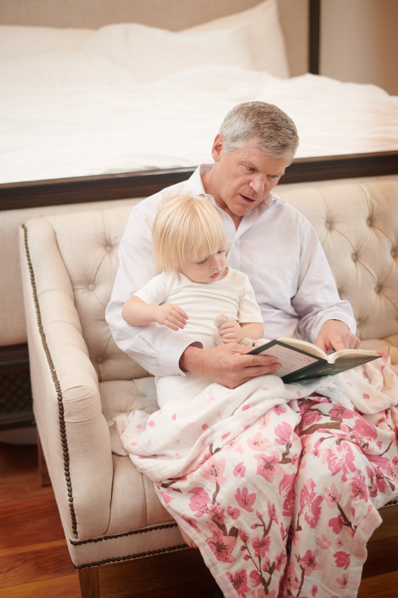 Cherry Blossom Bamboo Muslin Newcastle Blanket featuring a soft, breathable design with a beautiful cherry blossom pattern, perfect for kids.