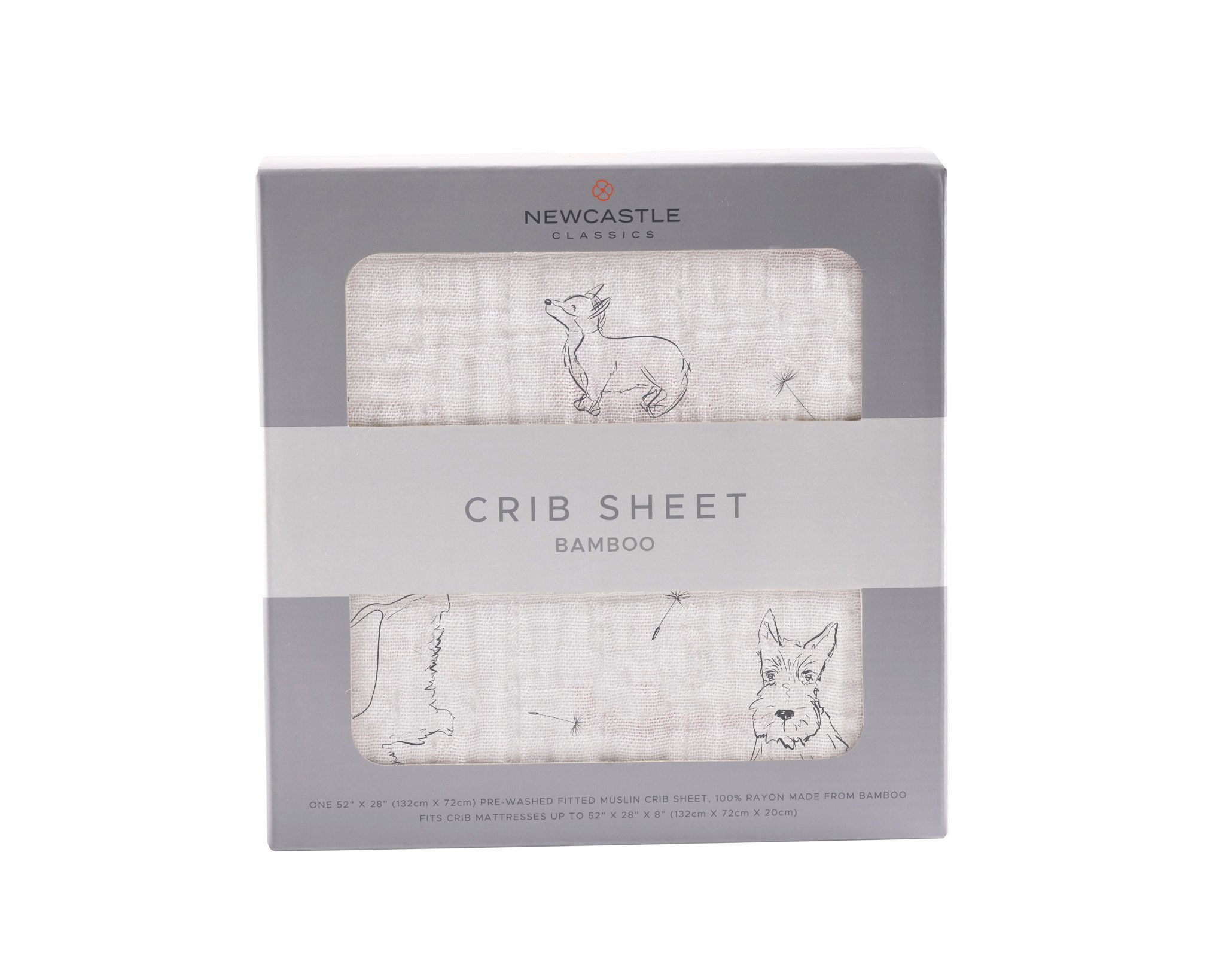 Corgi Bamboo Muslin Crib Sheet in a crib, showcasing its soft texture and breathable fabric.